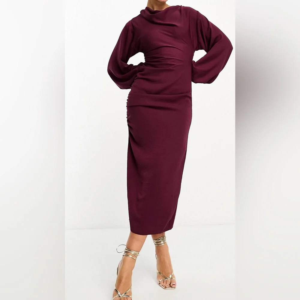 ASOS drape neck midi dress - Picture 1 of 2